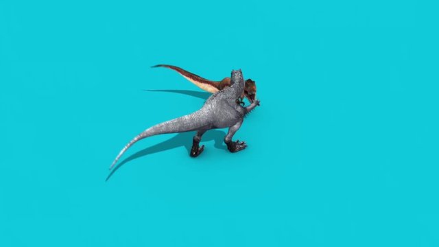 Jurassic World T Rex vs Indominus Rex Front Blue Screen 3D Rendering Animation