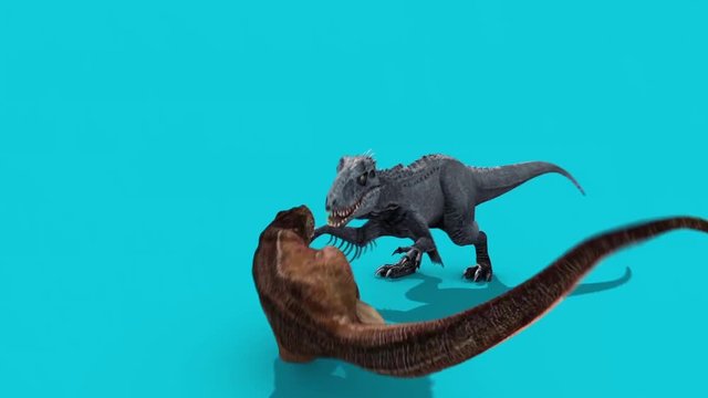 Jurassic World T Rex vs Indominus Rex Top Blue Screen 3D Rendering Animation