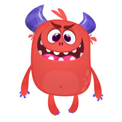 Scary cartoon monster. Vector Halloween red monster. Big set of cartoon monsters