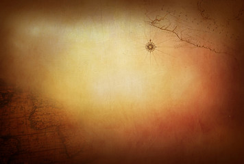 Steampunk canvas paper airship background, clock retro vintage grunge old collage wallpaper