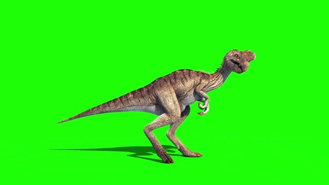 Oviraptor Dinosaurs Die Side Green Screen Jurassic World 3D Rendering Animation