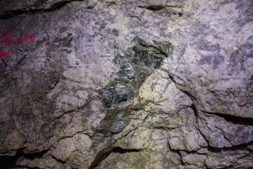 Underground abandoned ore mine shaft tunnel gallery