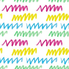 hand-drawn pencil zigzag multi-colored seamless pattern