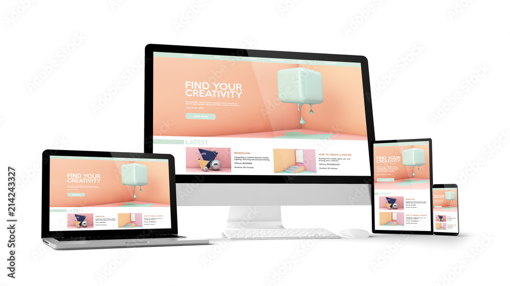 Canvas Prints computer gadgets with creative tutorials website space on screen
