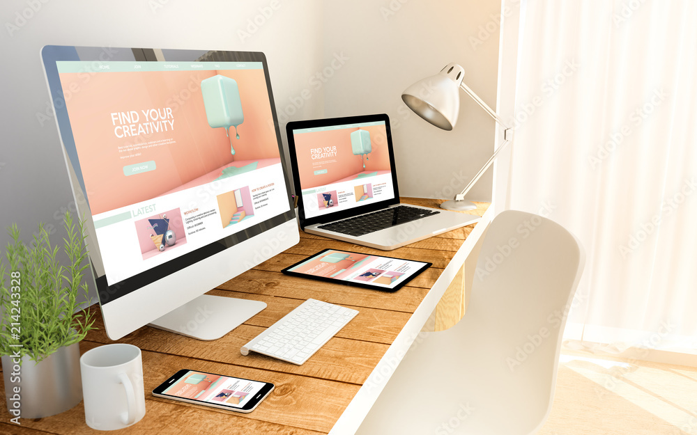 Poster creativity tutorials website concept on devices