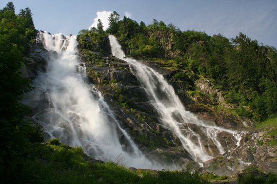 Waterfall Cascata di Nardis in Parco Naturale Adamello Brenta near Pinzolo in South Tyrol in Italy
