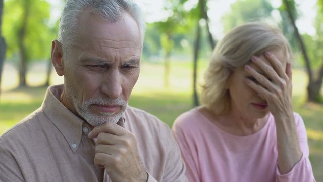 Senior man feels guilty about cheating, wife crying in despair, divorce