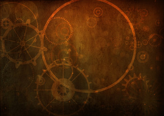 vintage steampunk old background, paper canvas frame, cogs, gears retro wallpaper