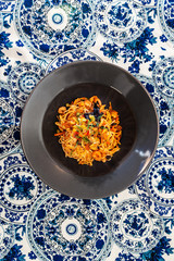 asian food Shrimp noodles on the table