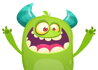 Cartoon green monster screaming