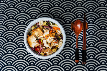 japanese food Soba tofu and vegetable Bowl