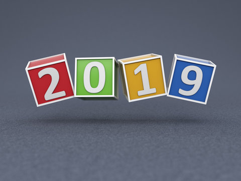 New Year 2019 Creative Design Concept - 3D Rendered Image 