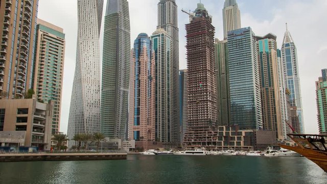 Time-lapse of clouds floating above Dubai Marina, UAE