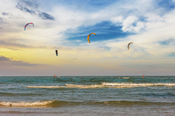 Kiteboard sport on summer season