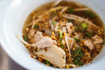 thai traditional noodles seafood pork meat ball soup