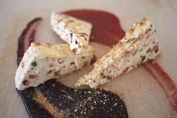 Semifreddo with berries sauces