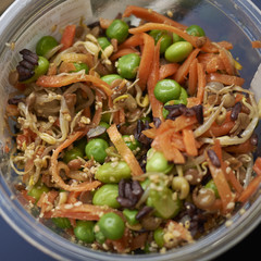Black rice with vegetables and edamame