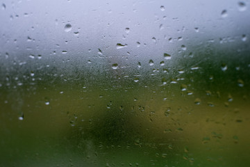 rain or water drops on a window glass
