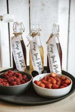 drinks and fruits on a wedding