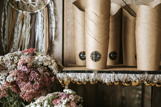 takeaway boxes at wedding location