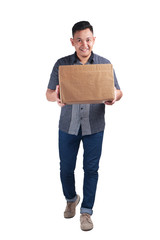 Courirer Delivery Man Bring Box of Package