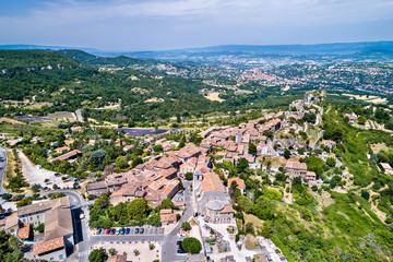 Fototapeta premium Aerial view of Saignon village in Provence, France