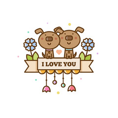 I love you. Vector illustration.