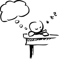 Stickman sleeping on a desk by jziprian