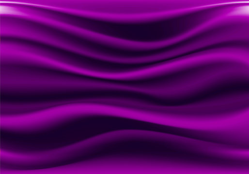 Abstract deep violet fabric satin wave luxury background vector illustration.