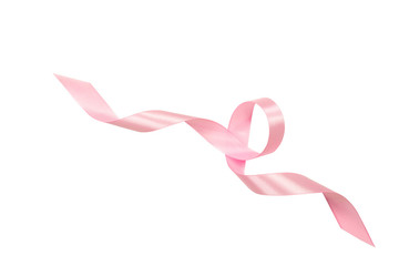 pink ribbon for decor card or present product concept isolated background.