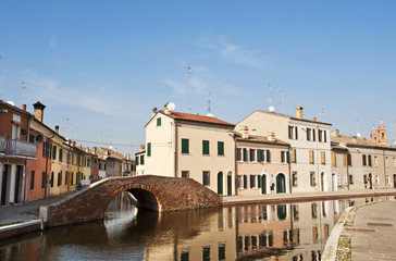 Fototapeta na wymiar Ponte dei Sisti, Comacchio, Provinz Ferrara, Region Emilia Romagna, Norditalien, Italien, Europa