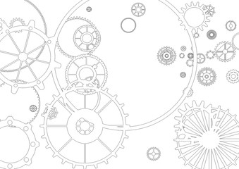 Vintage steampunk background, cogs and gears on grunge old canvas paper