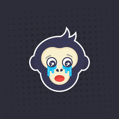 ape, crying monkey vector sticker, print