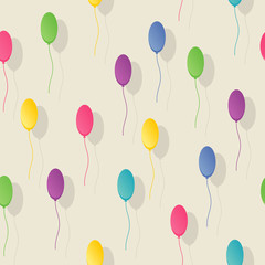 Seamless vector pattern of multi-colored balloons on a light background