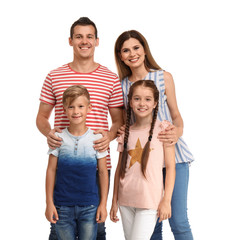 Fototapeta premium Happy family with children on white background
