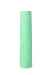 Green piece of chalk on white background