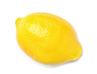 Ripe whole lemon on white background