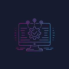 software development, integration and automation vector linear icon