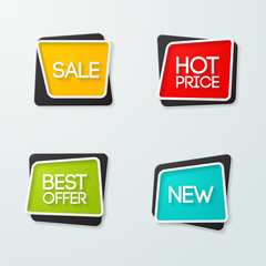 Set of geometric vector banners. Advertising Design shape. Vector label tag.