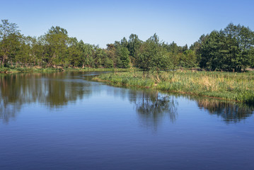 River Liwiec in Kalinowiec, small village in Masovian Voivodeship of Poland