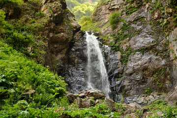 Fototapeta na wymiar Gveleti Small Waterfalls near Kazbegi in Giorgia