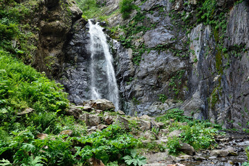 Fototapeta na wymiar Gveleti Small Waterfalls near Kazbegi in Giorgia