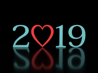 New Year 2019 Creative Design Concept - 3D Rendered Image 