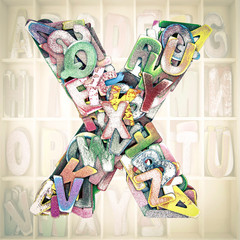 wooden letters,X