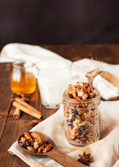 Mix of dried nuts with fruits