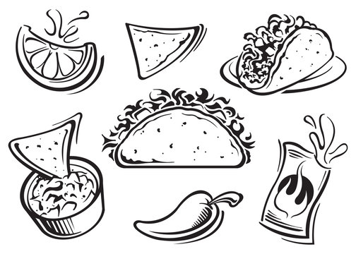 Mexican food icons