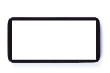 A black tablet with a blank screen