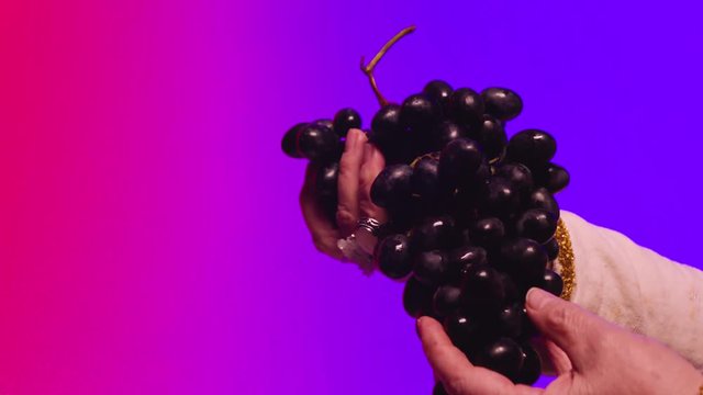 Fruite is passed from hand to hand. Stock. The concept of friendship and compassion