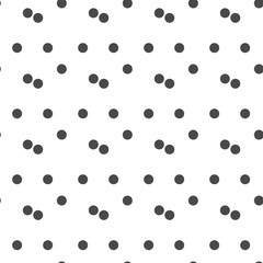 Black and white seamless polka dot pattern vector