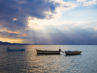 Boat on the beach mediterranean sea